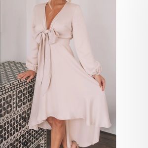Esther & Co Bryleigh Champagne Midi Dress